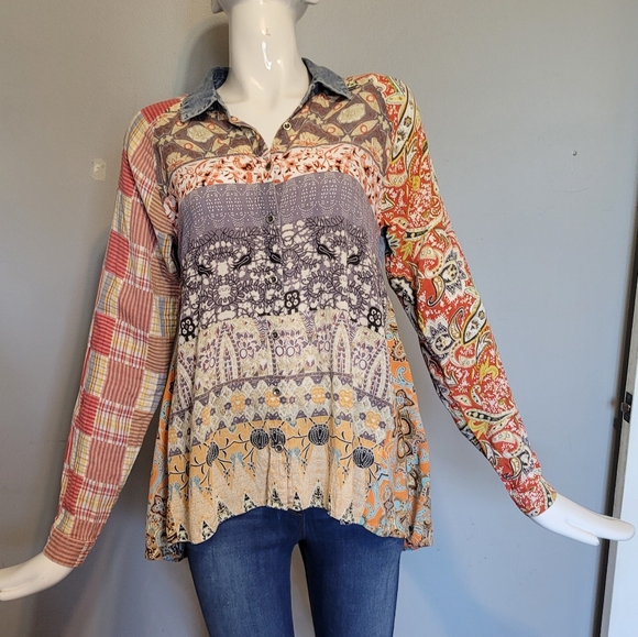 Artisan De Luxe Mixed Print Blouse, VGUC, Size S - Picture 1 of 12